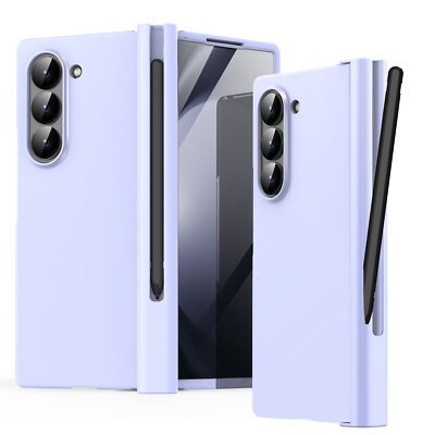 For Samsung Galaxy Z Fold 6 5G 2024 Slim Liquid Silicone Case With Glass Screen