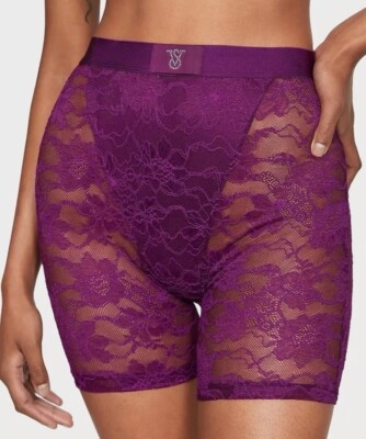 Victoria's Secret VS Monogram Rhinestone Shine Patch Small Lace Boxer Brief New