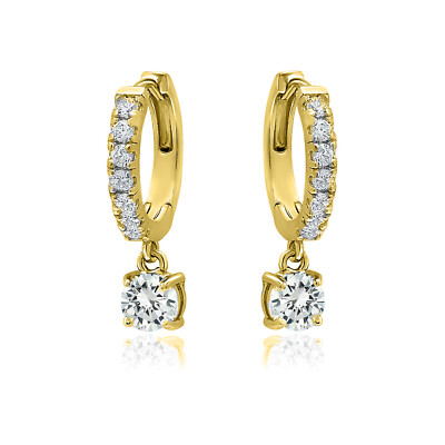 14K(14金)5mm cubic round earring ピアス(GP7552) 14ct gold plated Clear CZ Round Huggie Hoop Drop Earrings