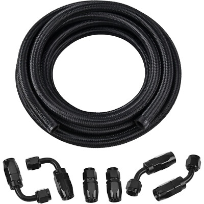 10FT Black CPE Fuel Hose Kit, 10AN Braided Nylon Fuel Line US Shipping