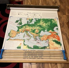 1959 Denoyer Geppert 9 SCHOOL MAPS Spread of Civilization Many More 48" x 43"