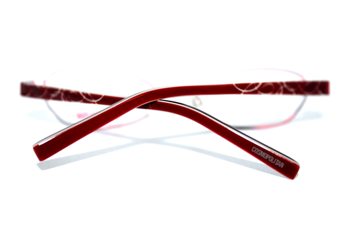 NUEVO MONTURAS AUTÉNTICAS GAFAS COSMOPOLITA ROJO RUBÍ ELEGANTE 49-17-135MM - Imagen 7 de 7