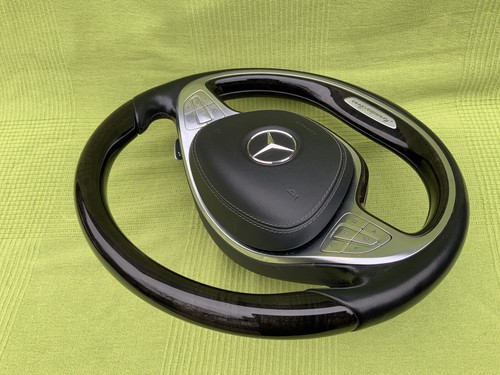 Mercedes S Class W222 AMG Steering Wheel Wooden Leather Paddles Vibro Complete - Picture 7 of 24