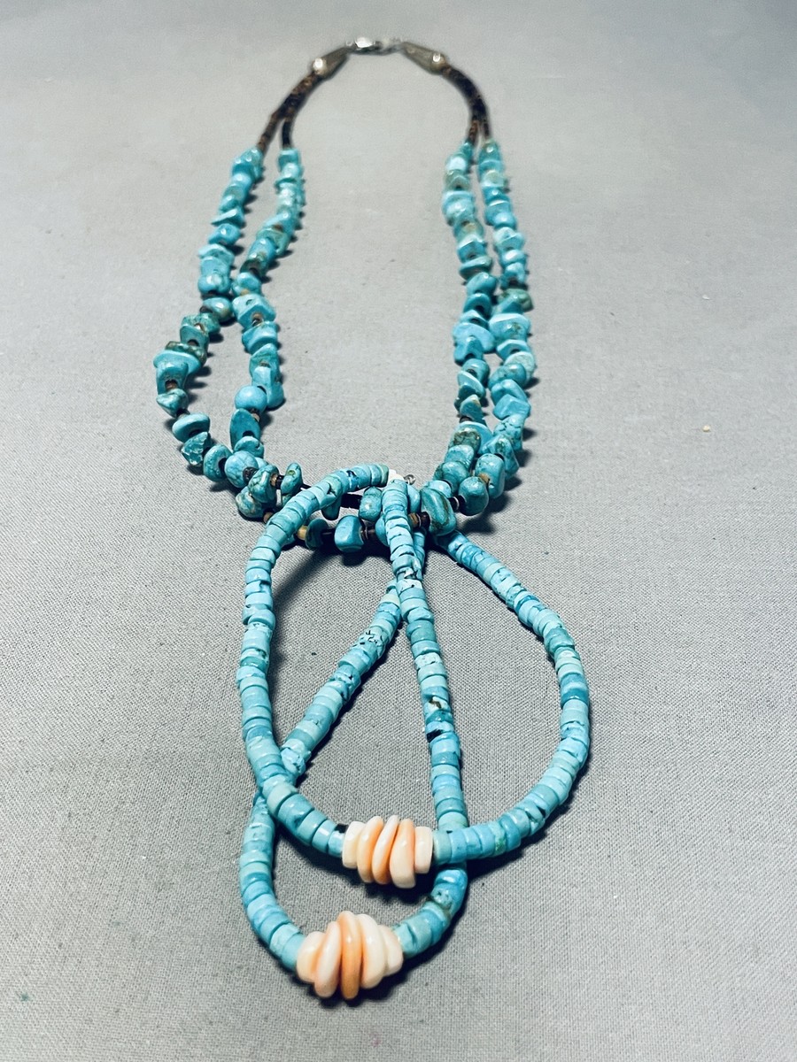 Brilliant Vintage Native American Navajo Blue Gem Turquoise Sterling Silver Necklace Brilliant Vintage Native American Navajo Blue Gem Turquoise Sterling Silver Necklace