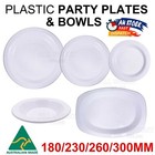 50pcs Heavy Duty Party White Plastic Plate Bowl Dinner Reusable Catering Plates