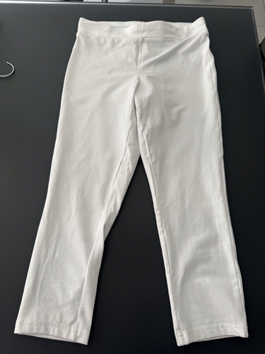 NWT HUE Women's Wide Waistband Blackout Cotton Capri Leggings, Small, White  - Picture 1 of 7