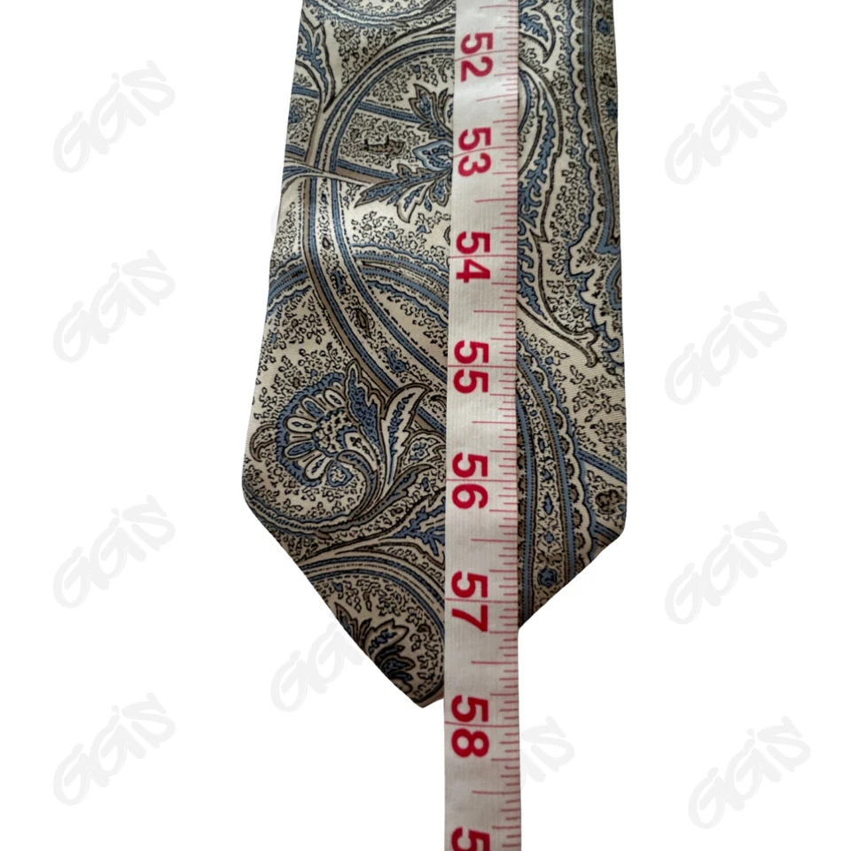 Corbata John Weitz Hombre L 58” W 3.5” Azul Claro Plata Geo Abstracto Paisley Toda Seda Foto 4 de 4