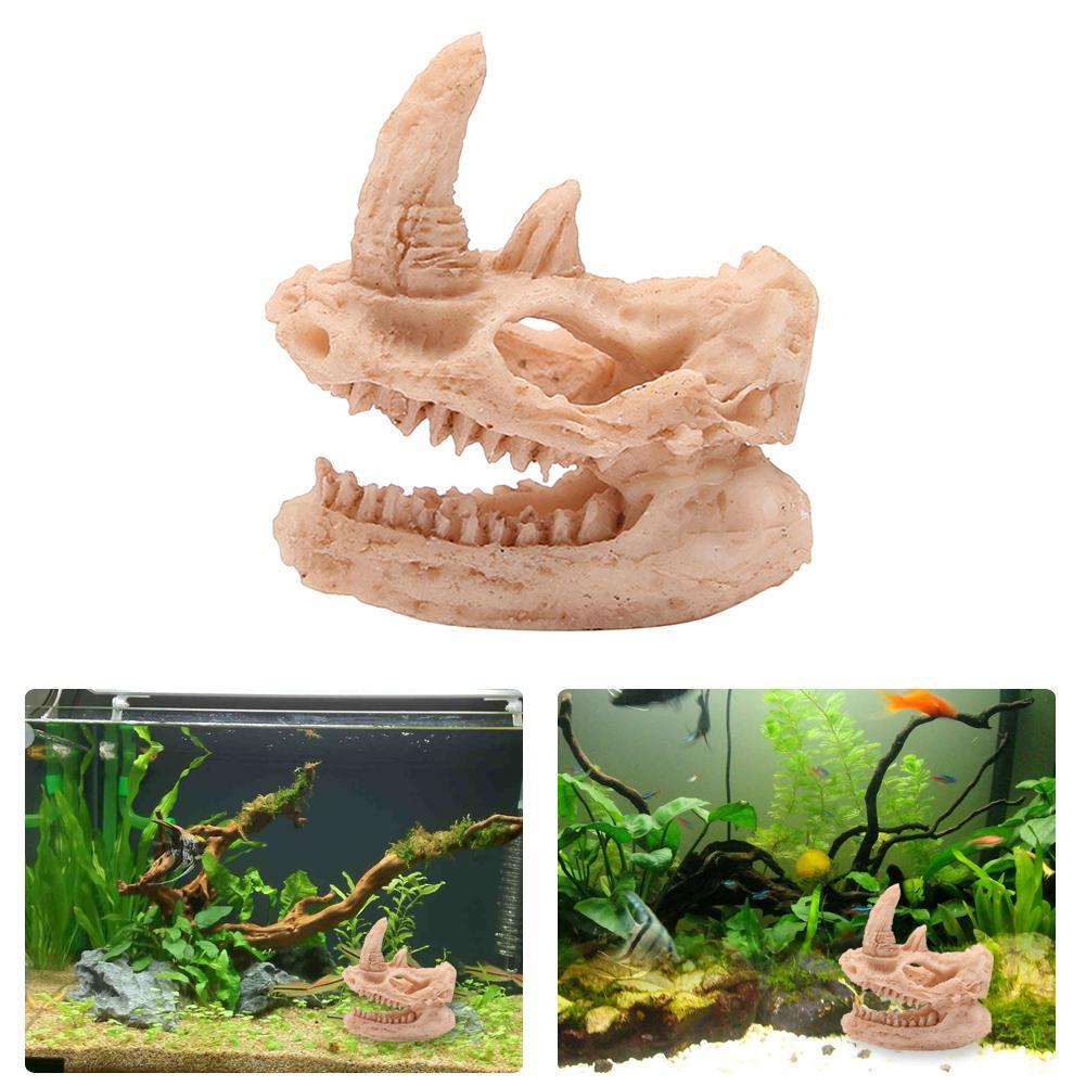 Dinosaur Skull Resin Sculpture Statue Skeleton Model Fish Tank