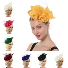 Women Wedding Feather Evening Party Mesh Hair Band Tea Party Fascinators Hat