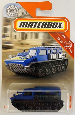 Matchbox Rescue RSQ-18 Armor Tank Blue Die-Cast 6/20 #44 FYR11