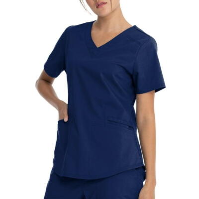 Scrubstar Women's Core Essentials Stretch V-Neck Scrub Top Indigo Medium