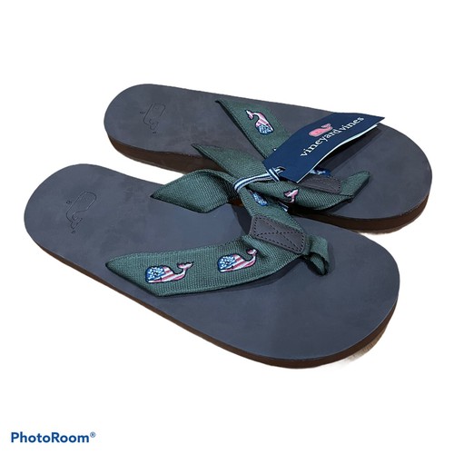 Vineyard Vines Leather Flip Flops Flag 