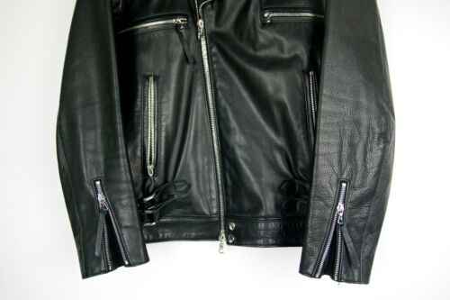 John Elliott Leather Rider Motorcycle Jacket Coat Medium Large 3 Black New $2350 - Picture 3 of 17