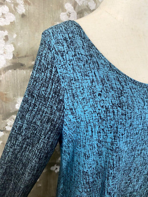 CLARA SUN WOO Teal Gray Ombre Slash Print Asymmetrical Long Tunic Top Dress S