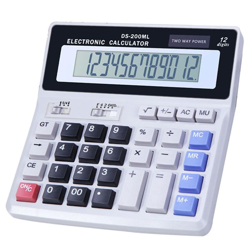 12-Digit Large Display Desktop Calculator with Dual Power and Basic Functions-image