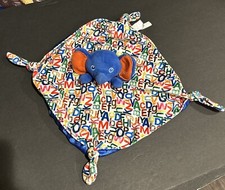 Lovey Eric Carle Alphabet Blue Elephant Baby Security Blanket Satin Back Knotted