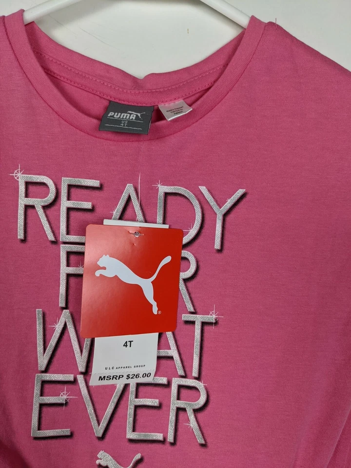 Puma Niñas Rosa Manga Corta Verano Top Talla 4Y Foto 2 de 4