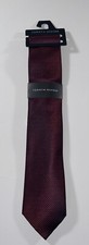 Tommy Hilfiger Men's Polyester Tie Two Tone Geometric Color: Burgundy NEW