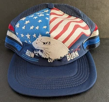 Vintage 3 Stripe Trucker Hat These Colors Dont Run Or Burn Snapback USA Eagle