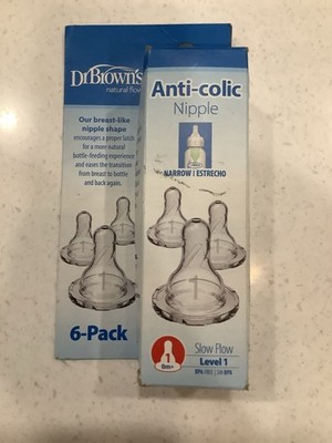 Six Dr Browns Anti Colic Nipples Level 1 (0m+) Slow Flow