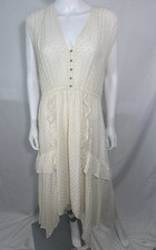 Ulla Johnson Aurelie Cream Swiss Dot Ruffle Asymmetric Midi Dress 6