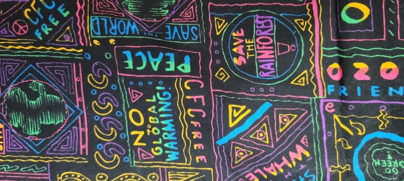 Vintage Save The World 90s Fabric Cotton 24"x60" Bretmar Division Of Brett