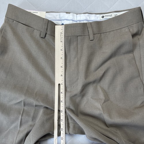 Pantalones Haggar para hombre 32 X 34 pantalones elásticos ecológicos ajustados jaspeados a cuadros - Imagen 7 de 15
