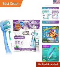 6-in-1 Ready-to-Go Disposable Toothbrush, Pre-Pasted Butter on Gums Softex Br...