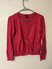 H M BASIC Women's Size Medium Hot Pink SWEATER CARDIGAN Button