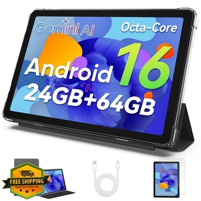 Android 16 Tablet 10.1'' Octa-Core 24GB RAM 64GB ROM 2TB Expand Black