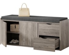 Unbranded Bench Storage Drawers Adjustable Shelves Grey Cushion Seat