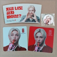 Stray Kids SKZ Felix x Gong Cha 4pcs Set Coaster 2p Cup Holder Badge Official MD