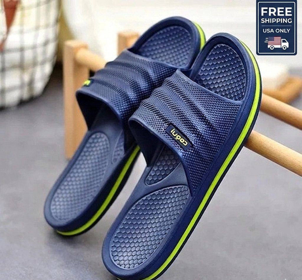 Men Soft EVA Bathroom Slippers Non Slip Indoor House Slides Lightweight Sandals