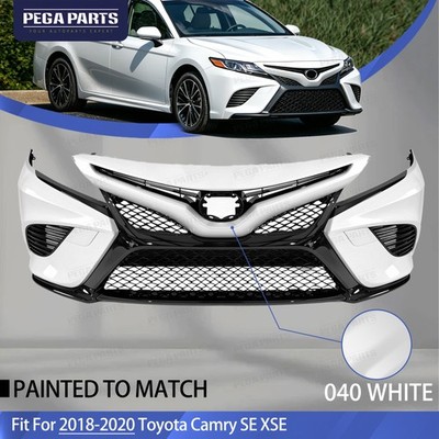 For 2018-20 Toyota Camry SE XSE Complete Front Bumper Assembly 040 White Painted
