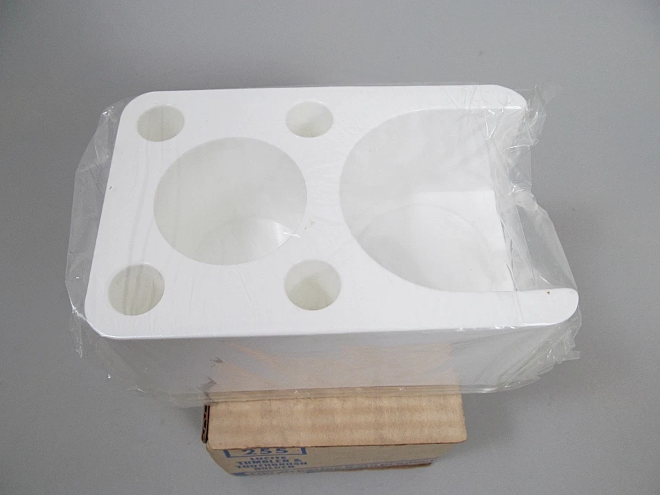 Vaso y soporte para cepillo de dientes Lucite Creative Bath Products de colección blanco 255 NOS Foto 3 de 4