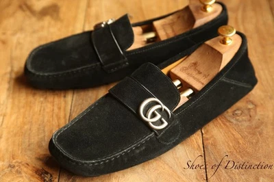 Mocassins Gucci noir daim argent GG Bit chaussures hommes UK 9 US 10 EU 43 - Photo 1/4