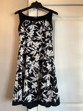 Chaps Women Sleeveless Dress SZ Small Black White Light Blue Floral EUC