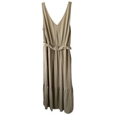 Nine West Sleeveless Summer Rayon and Linen Size L Boho Sun Dress NWT Belted