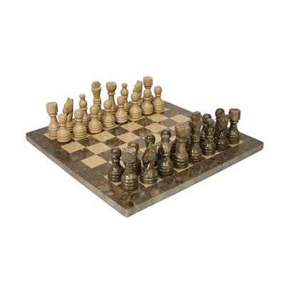 Elegant Oceanic Grey & Verona Chess Set Luxury Coffee Table Decor Game
