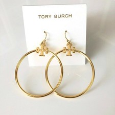 Tory Burch Gold Tone Stacked Hoop Earrings New