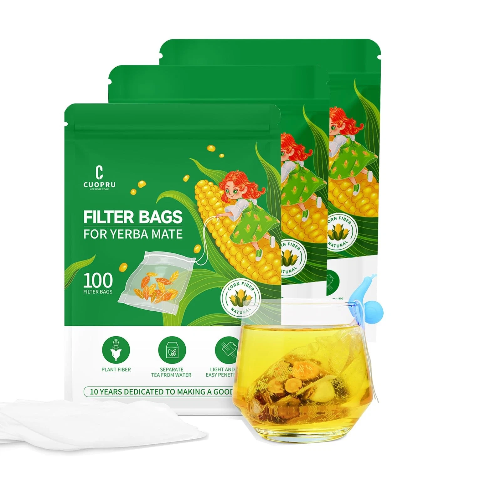 Tea Filter Bags with Drawstring for Yerba Mate Loose Leaf, Safe and Natural...