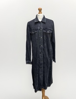 GAP Jeanskleid Damen L grau Langarm Hemd mit Knopfleiste Maxi Utility