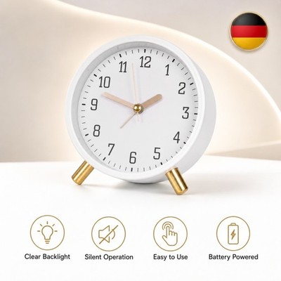 NEU Leise Ohne Ticken Wecker Analog Seniorenwecker mit Nachtlicht DE
