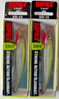 Lot of 2 RAPALA X-RAP (XR-10) XTREME ACTION SLASHBAIT/JERKBAIT in OLIVE GREEN