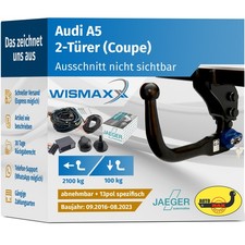 ANHÄNGERKUPPLUNG vert. abnehmbar für Audi A5 F53, F5P 16-23 +13pol E-Satz JAEGER