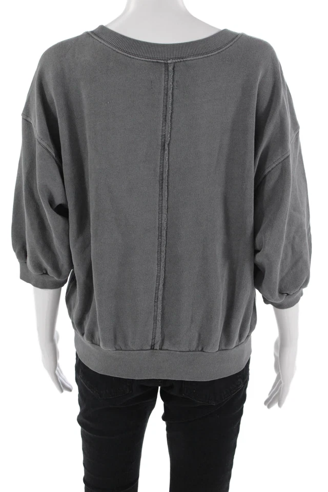 Pilcro Anthropologie Women Pullover Dark Gray 3/4 Sleeve Cotton Size M - Image 3 of 4