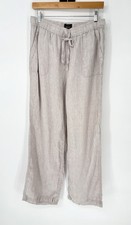 Jones New York  Co Women  s Light Gray 100 LINEN Pants Size Large Lagenlook