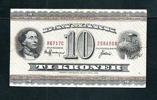 Denmark (P44ae) 10 Kroner 1971