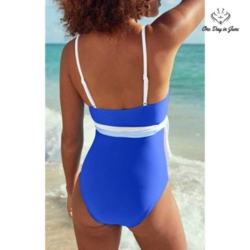 Meyeeka Deep V Neck Wrapped One Piece Swimsuit Size 2XL - Picture 2 of 4