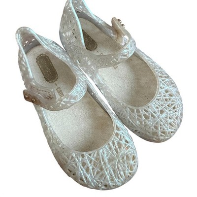 Mini Melissa Campana Zig Zag Shoes Girls Size 9 Clear Glitter Whimsical